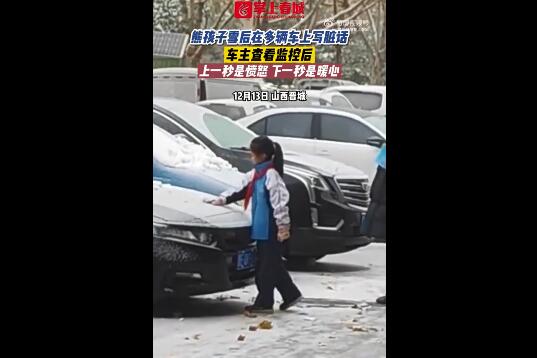 女孩雪后为车主擦去不雅留言